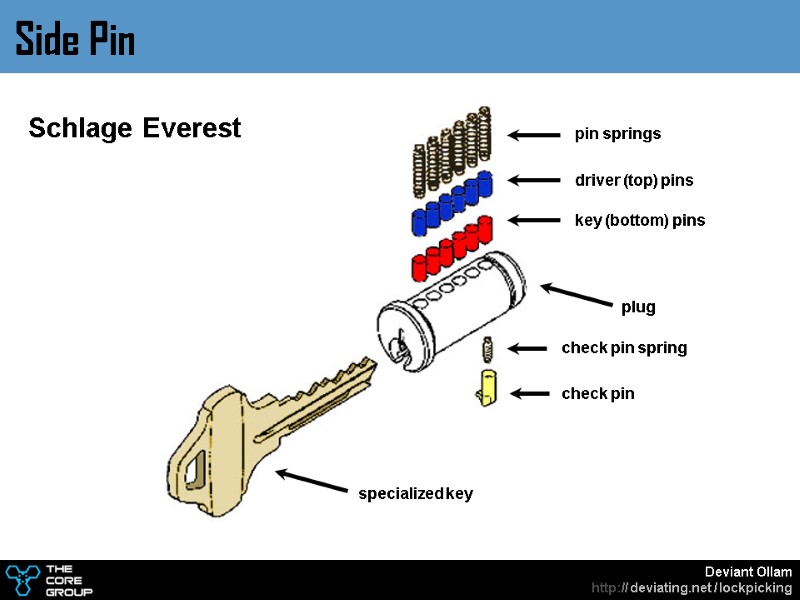 Schlage Everest check pin key (bottom) pins driver (top) pins pin springs plug check